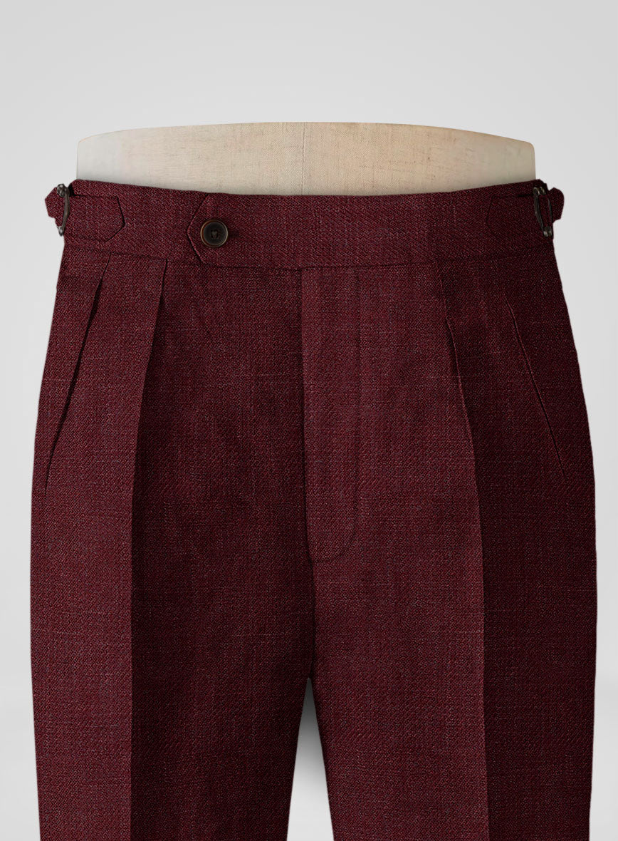 Italian Prato Maroon Linen Highland Trousers - Image 4