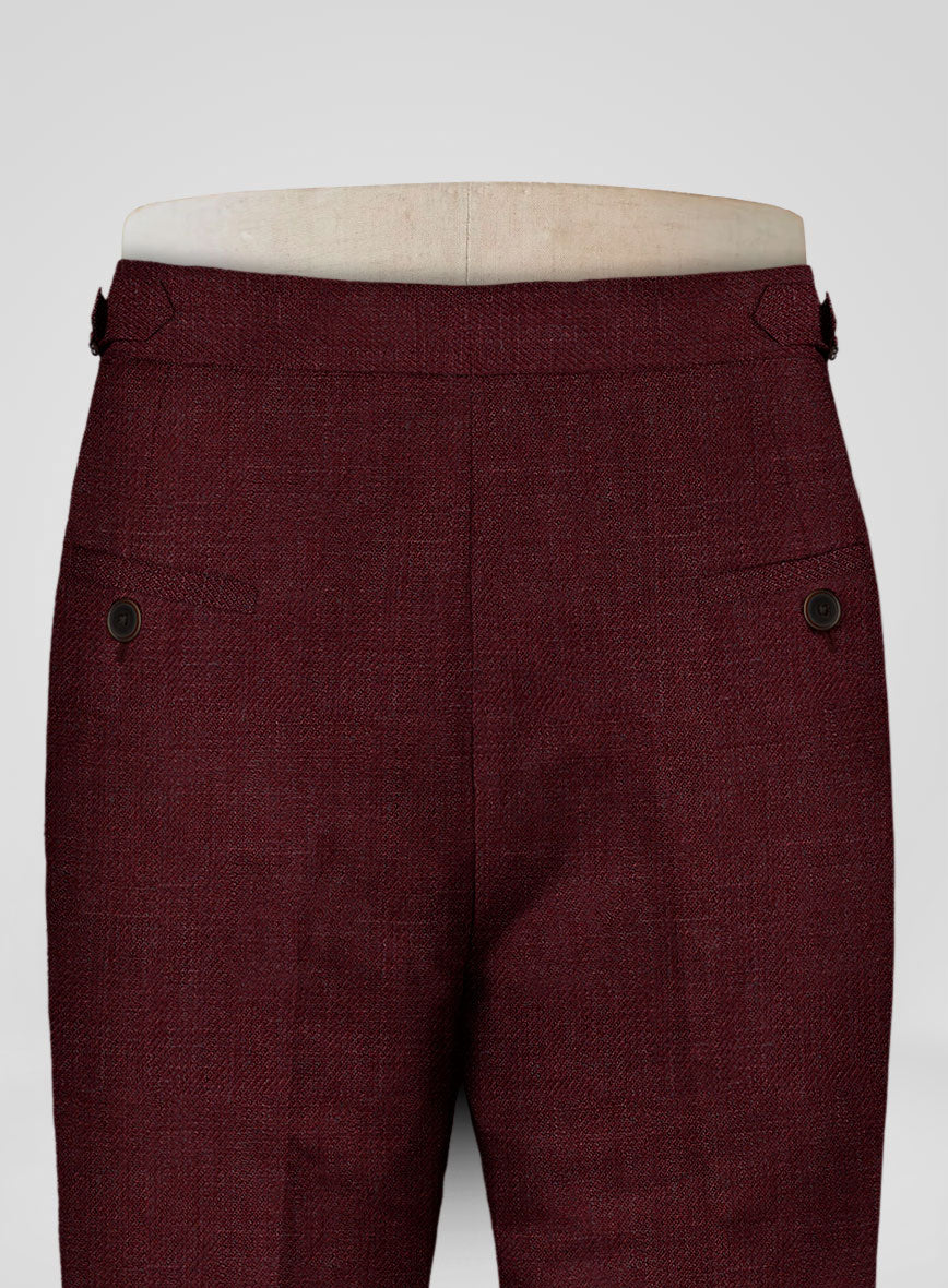 Italian Prato Maroon Linen Highland Trousers - Image 5
