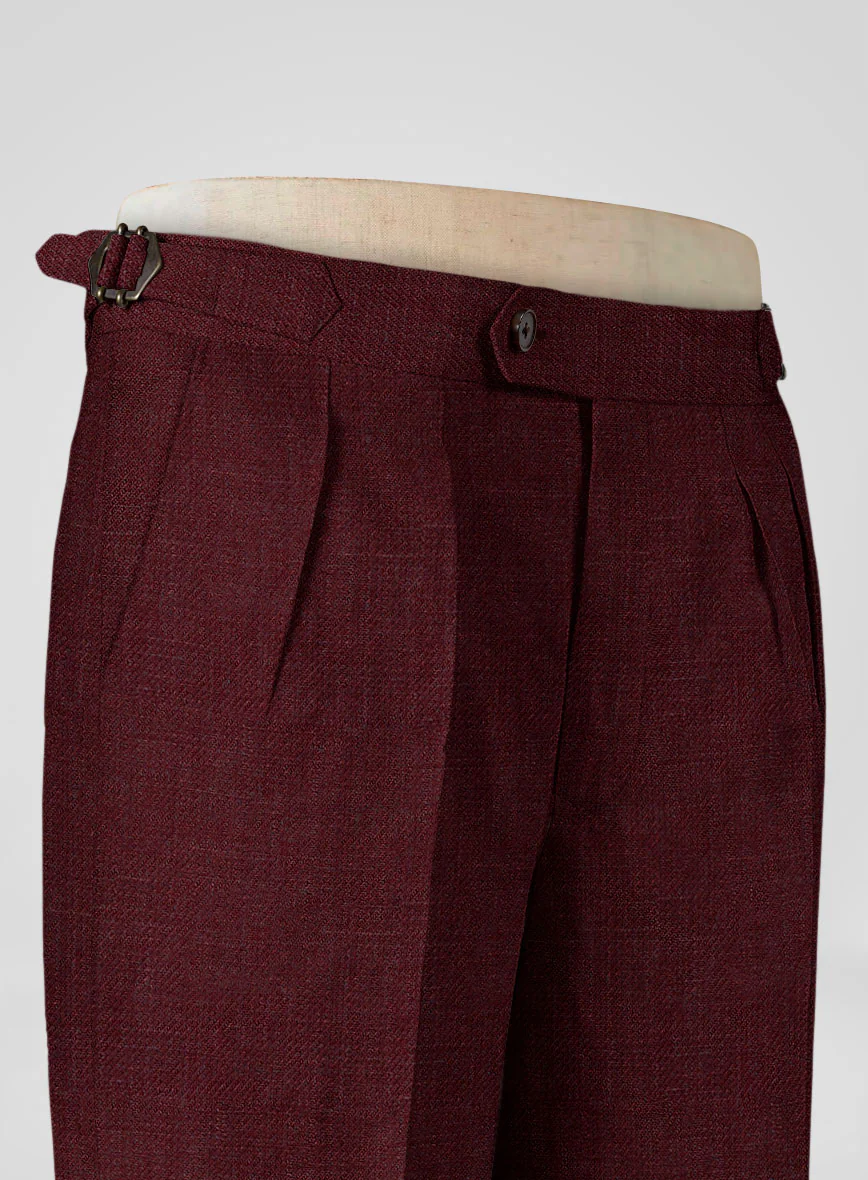 Italian Prato Maroon Linen Highland Trousers - Image 6