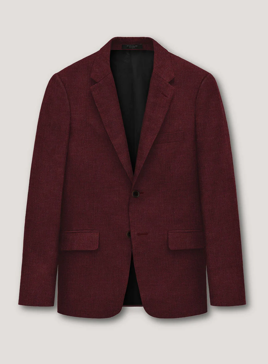 Italian Prato Maroon Linen Suit - Image 3