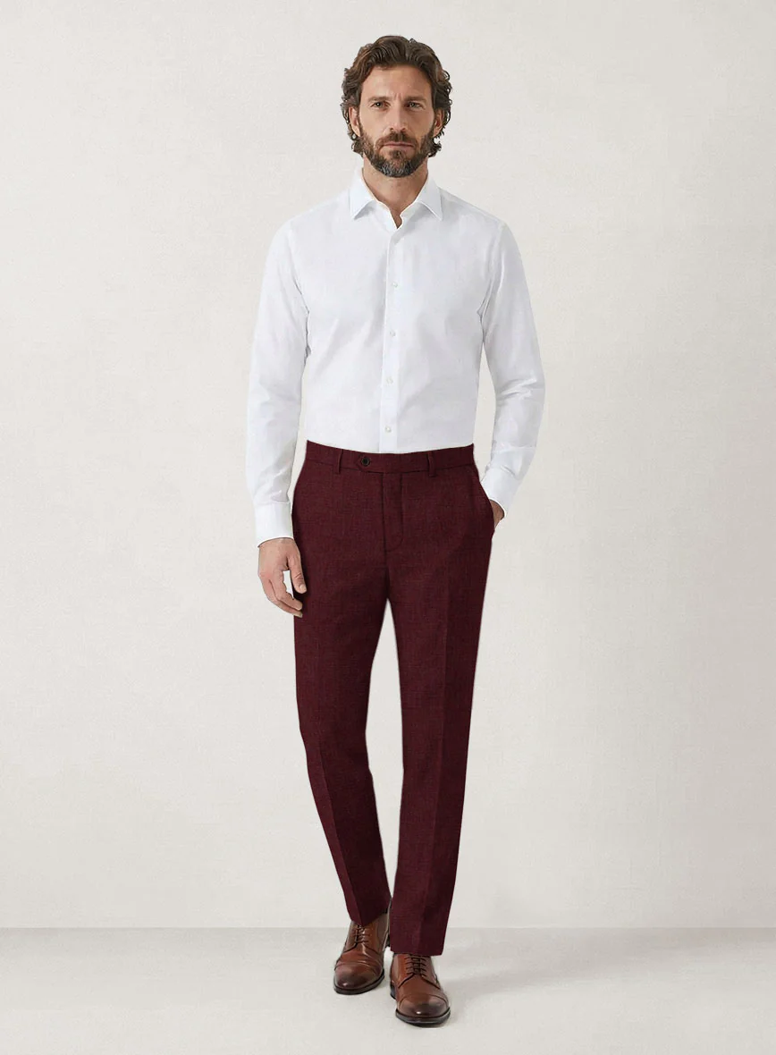 Italian Prato Maroon Linen Suit - Image 7