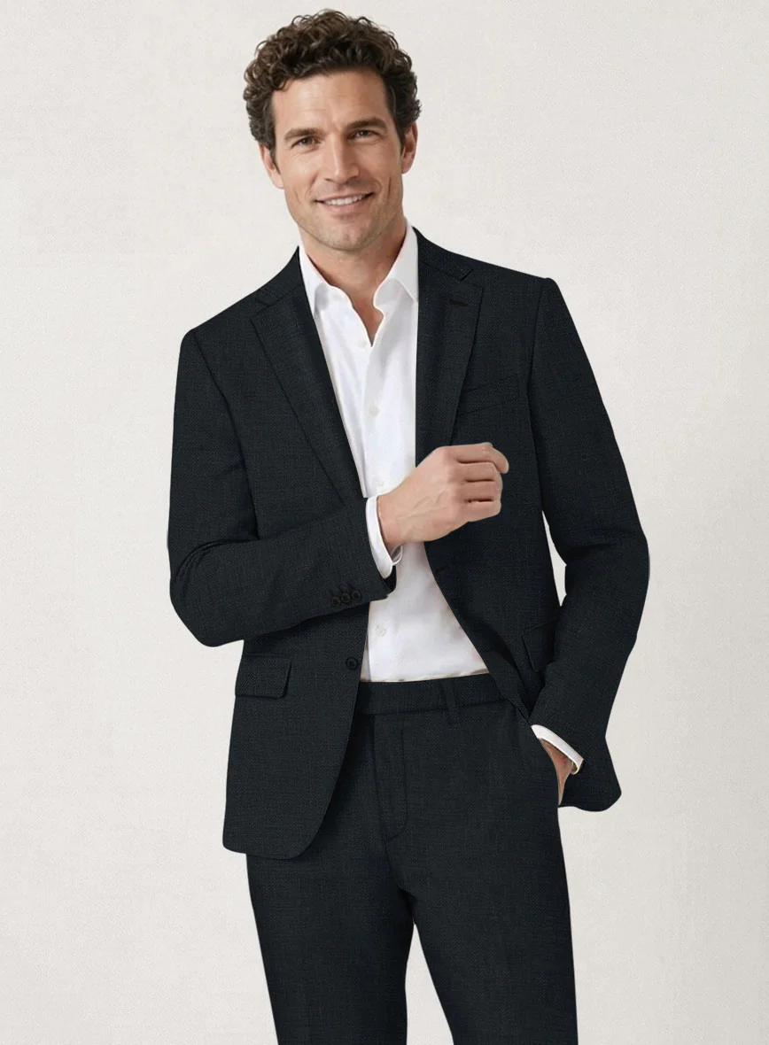 Italian Prato Midnight Linen Jacket - Image 2