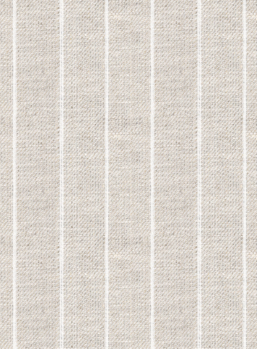 Italian Prato Oatmoss Stripe Linen Pants - Image 4
