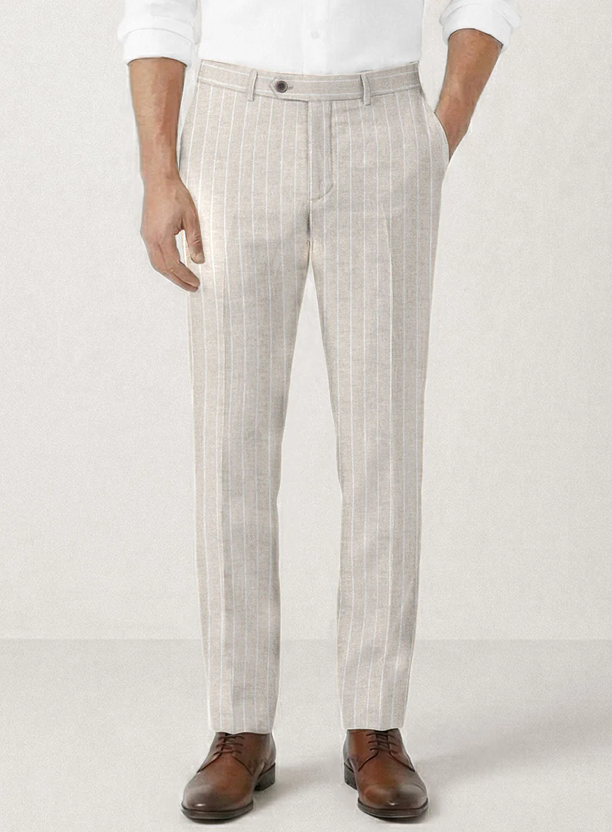 Italian Prato Oatmoss Stripe Linen Suit - Image 5
