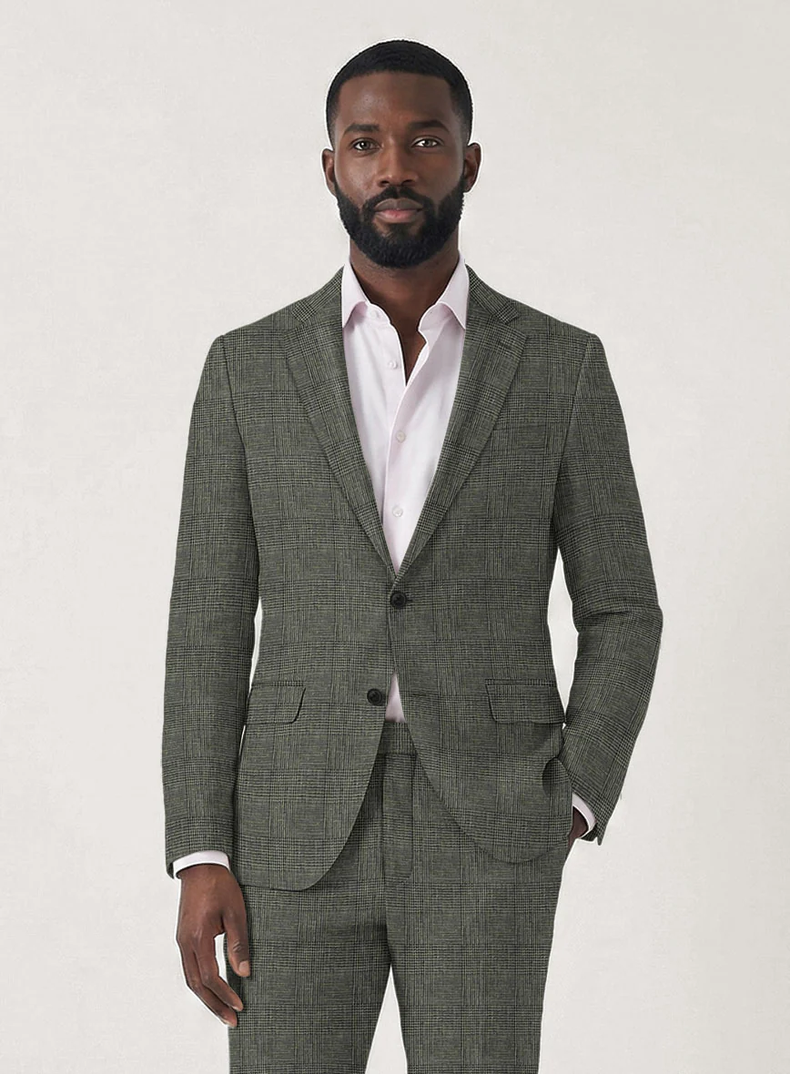Italian Prato Olive Glen Linen Jacket - Image 2