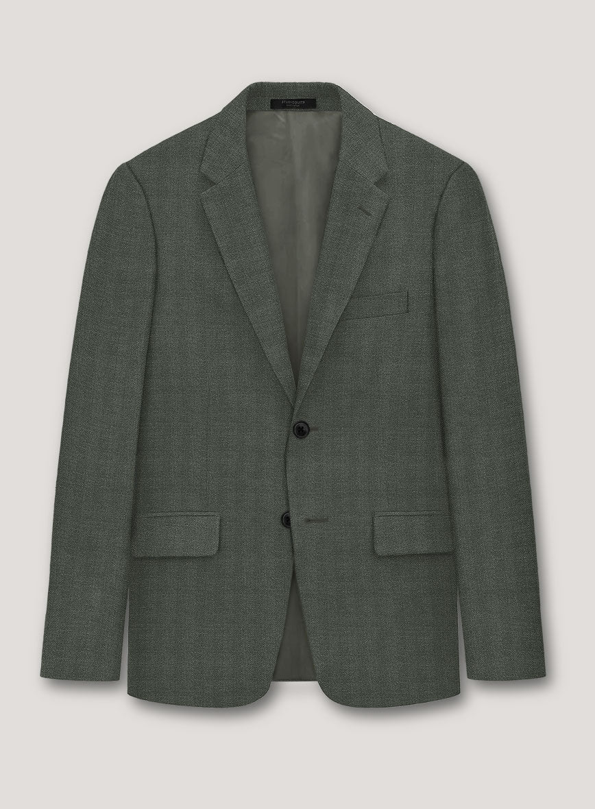 Italian Prato Olive Green Herringbone Linen Suit - Image 3