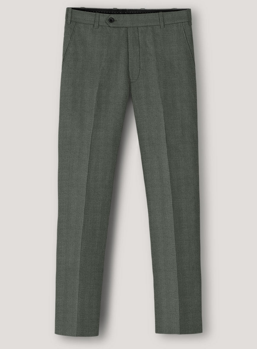 Italian Prato Olive Green Herringbone Linen Suit - Image 5