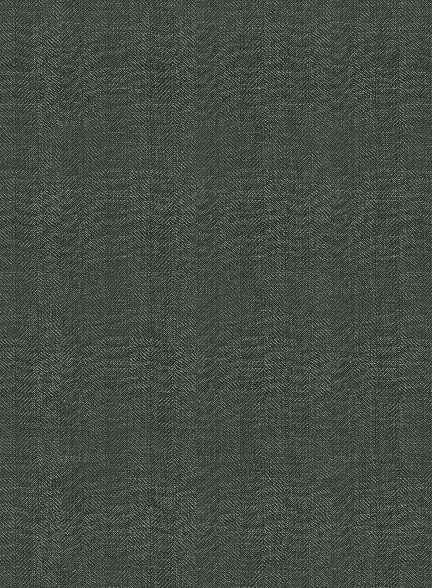 Italian Prato Olive Green Herringbone Linen Suit - Image 8