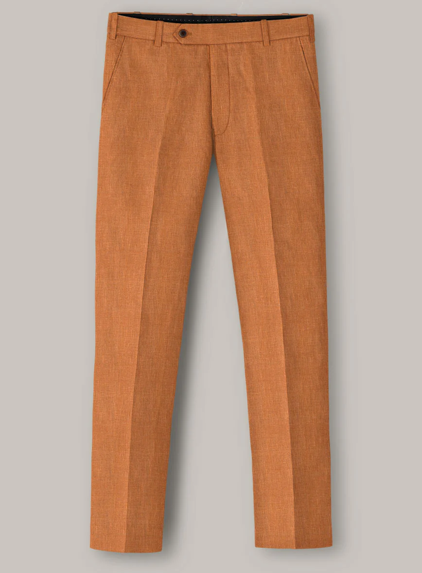 Italian Prato Orange Linen Suit - Image 5