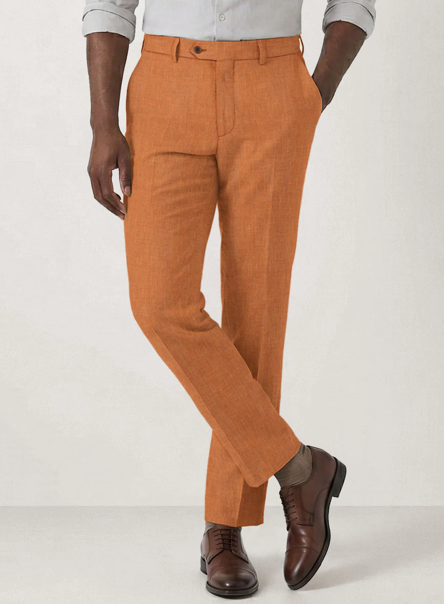 Italian Prato Orange Linen Suit - Image 6