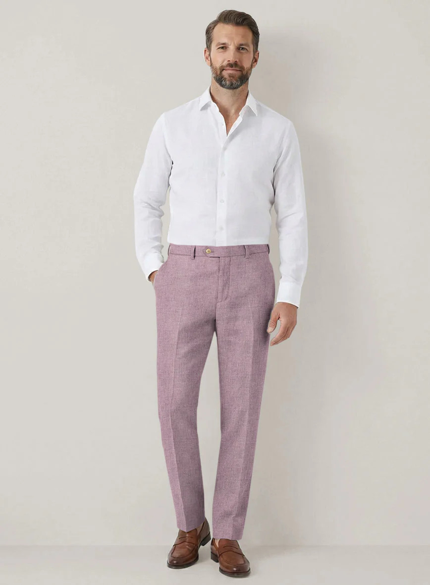 Italian Prato Orchid Mist Linen Pants - Image 3