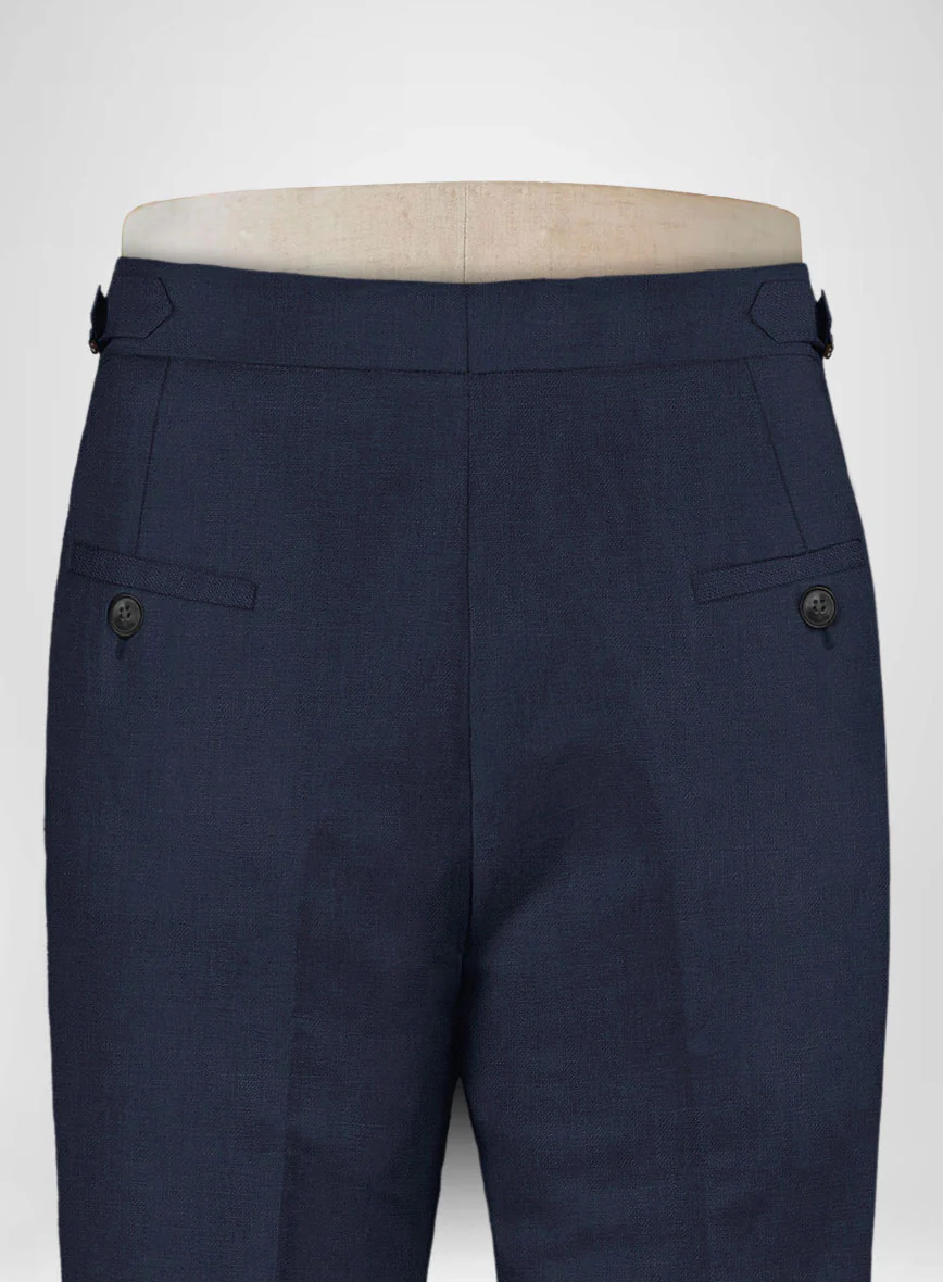 Italian Prato Oxford Blue Linen Highland Trousers - Image 6