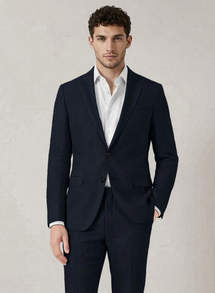 Italian Prato Oxford Blue Linen Suit - Image 3