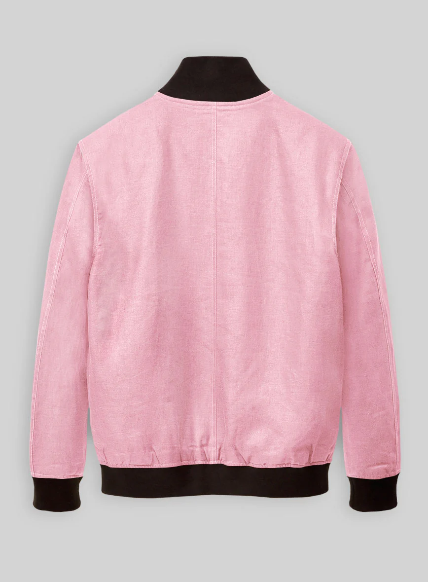Italian Prato Pink Linen Bomber Jacket - Image 4