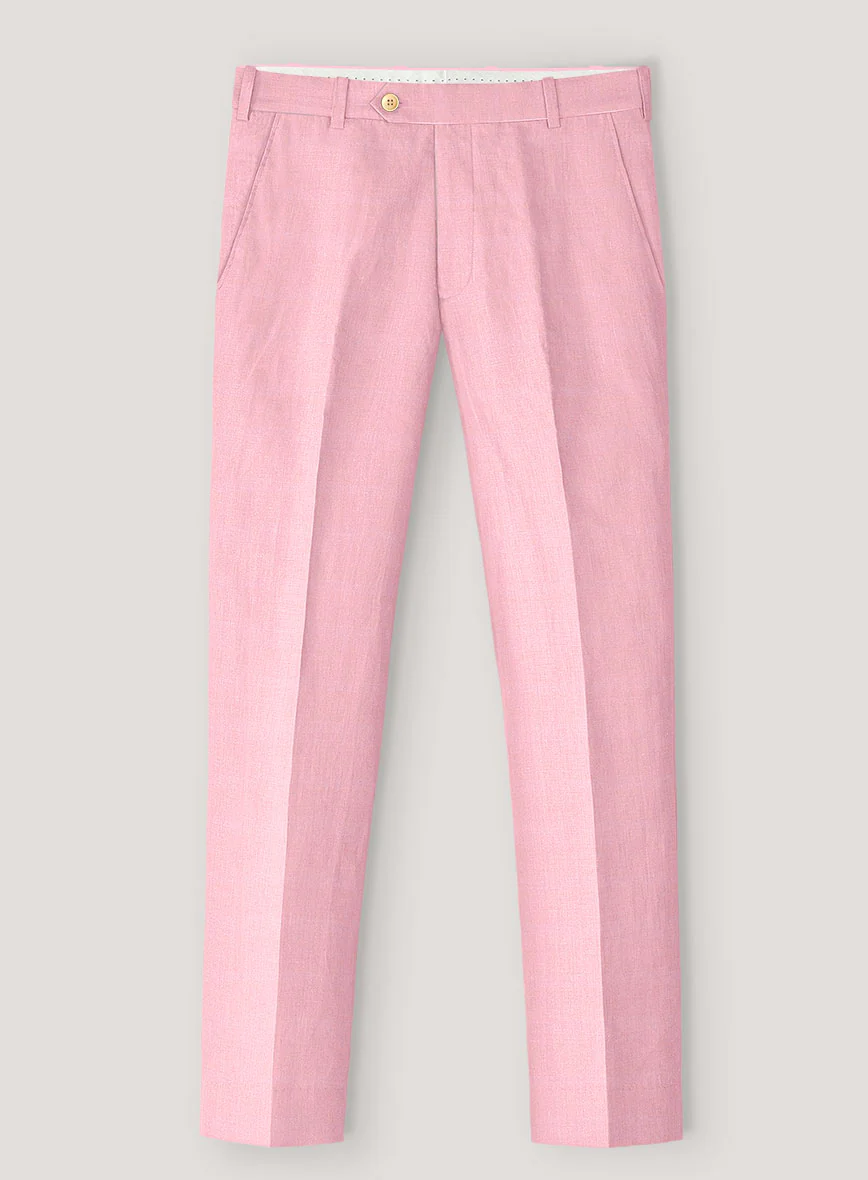 Italian Prato Pink Linen Pants - Image 2