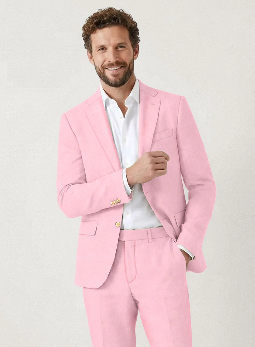 Italian Prato Pink Linen Suit - Image 3