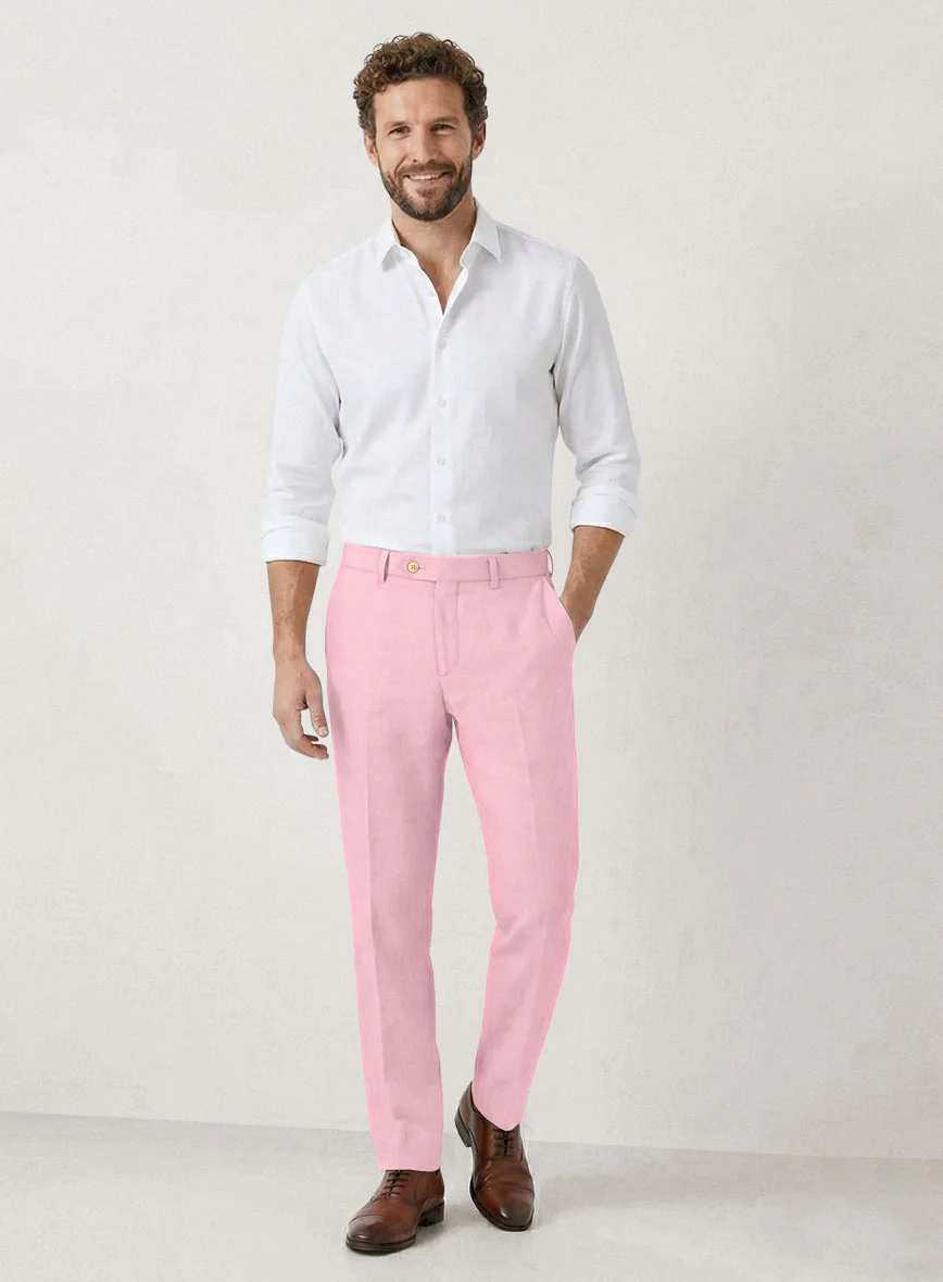 Italian Prato Pink Linen Suit - Image 7