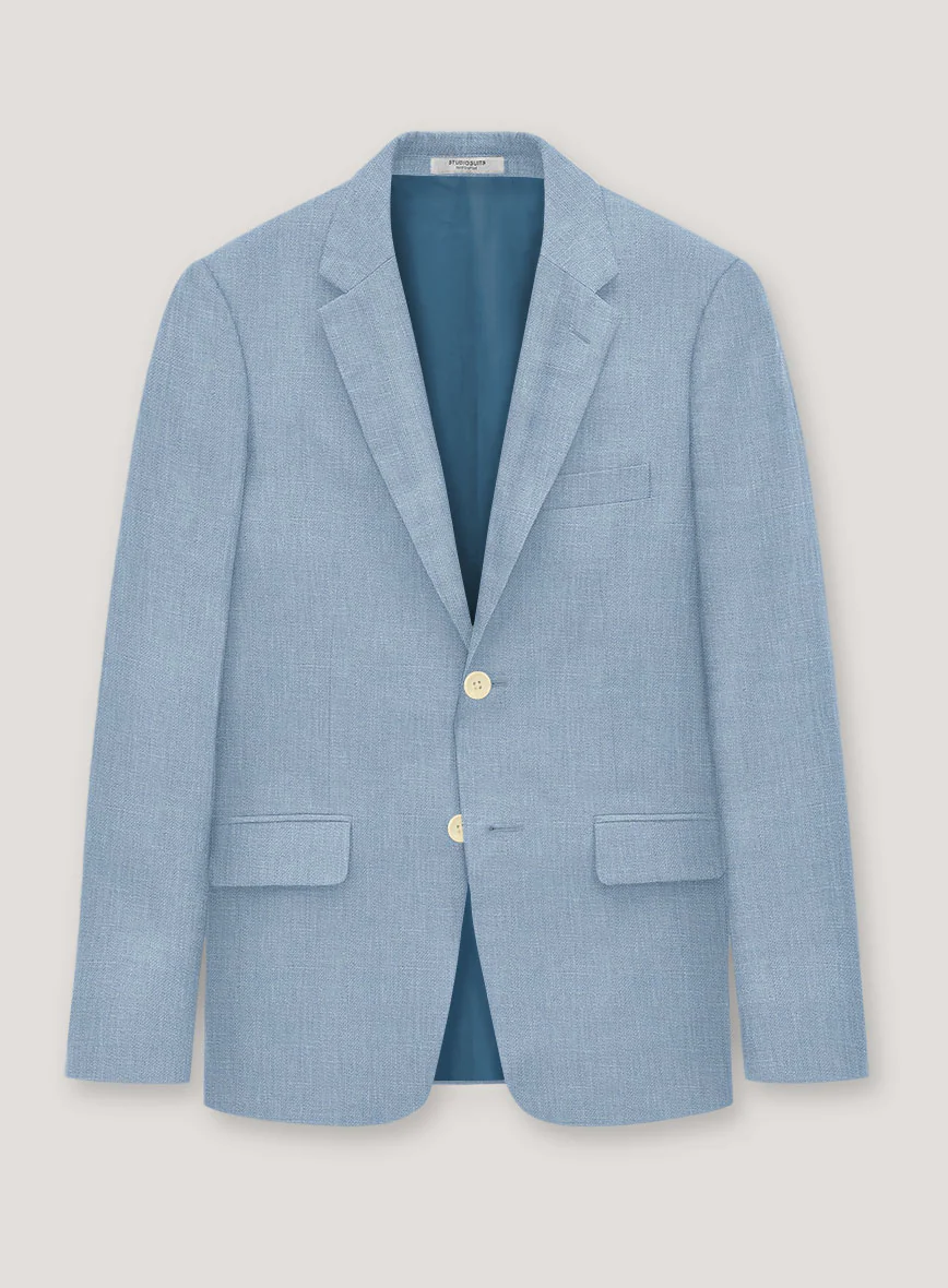 Italian Prato Powder Blue Linen Suit - Image 3