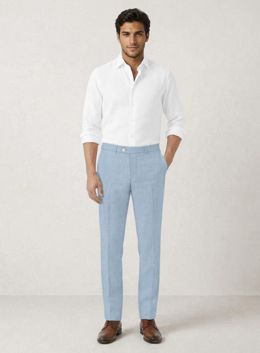 Italian Prato Powder Blue Linen Suit - Image 7