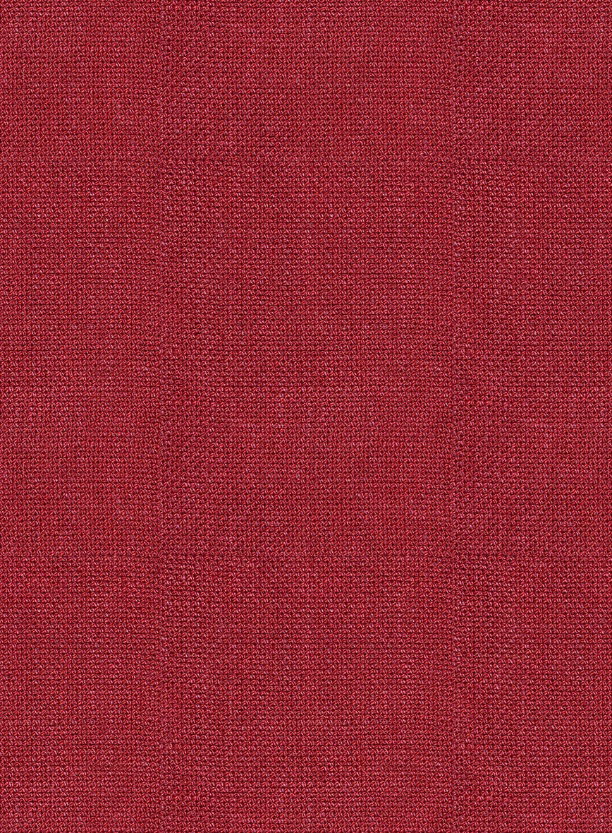 Italian Prato Red Dobby Linen Highland Trousers - Image 7