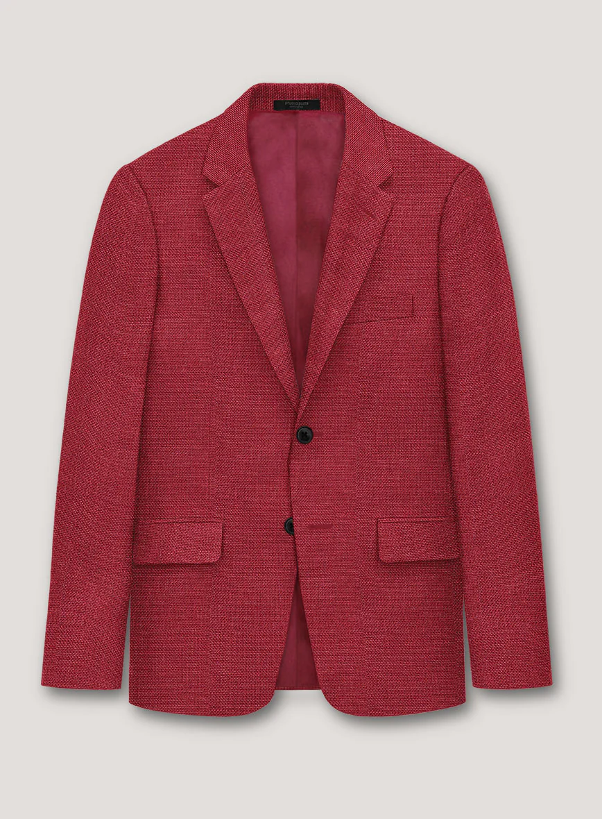 Italian Prato Red Dobby Linen Suit - Image 4