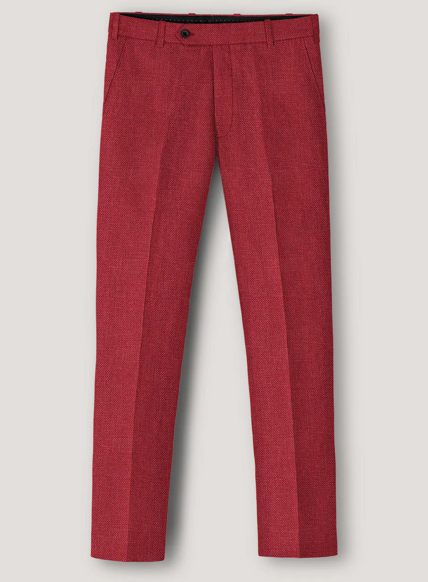 Italian Prato Red Dobby Linen Suit - Image 5