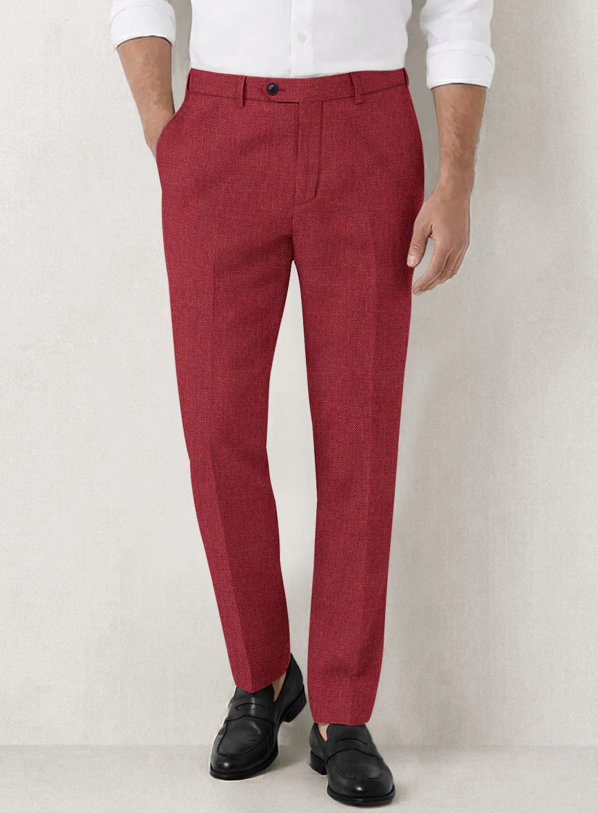 Italian Prato Red Dobby Linen Suit - Image 6