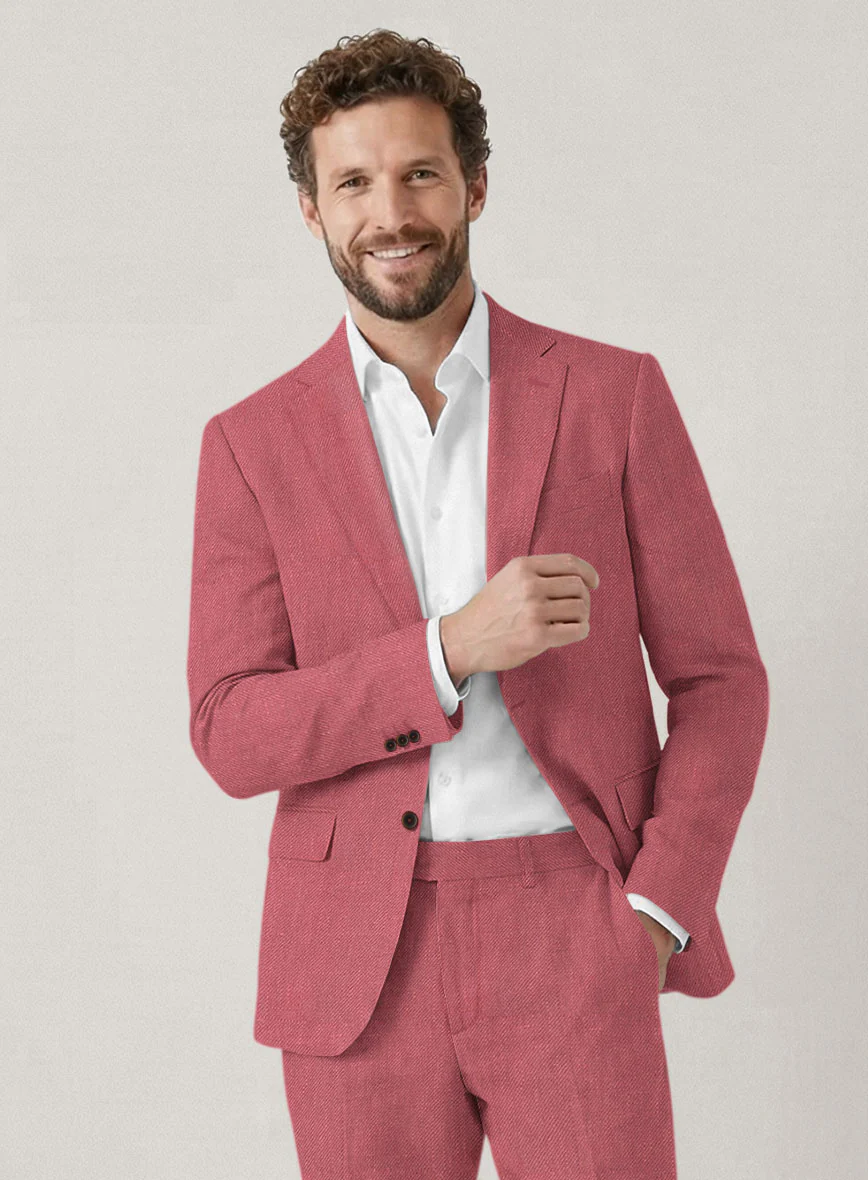 Italian Prato Rosewood Linen Jacket - Image 2