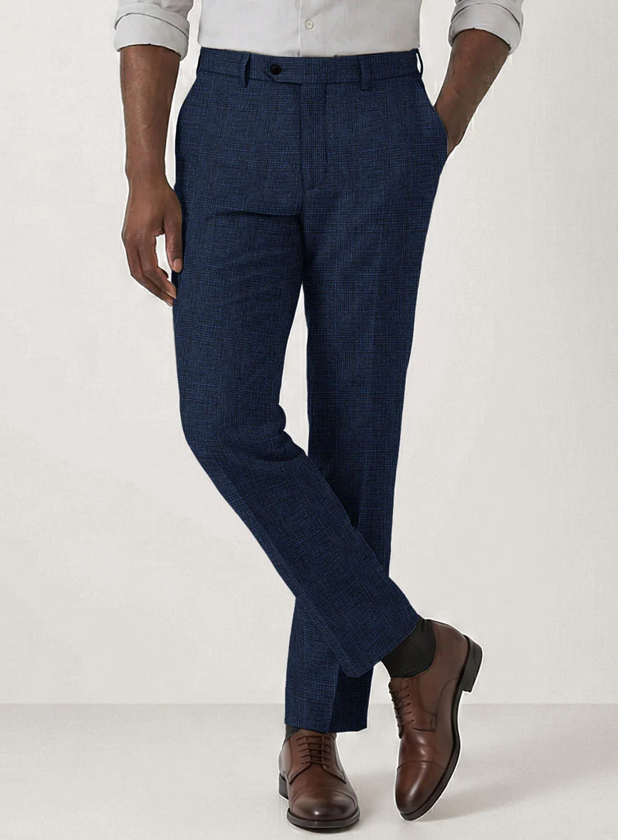 Italian Prato Royal Blue Glen Linen Suit - Image 5