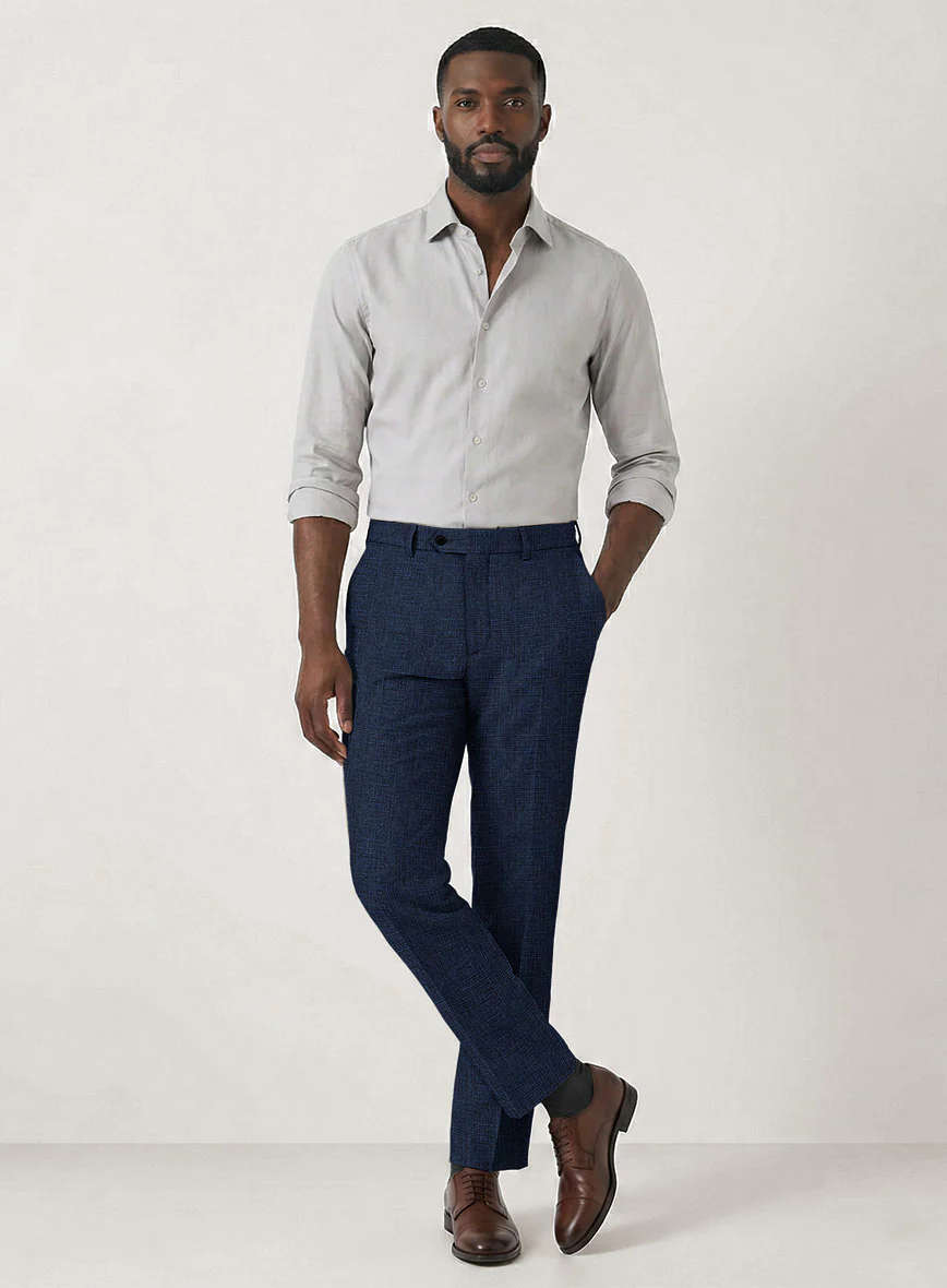 Italian Prato Royal Blue Glen Linen Suit - Image 6