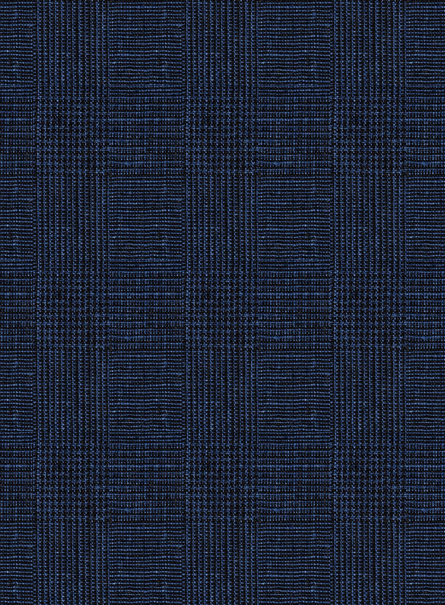 Italian Prato Royal Blue Glen Linen Suit - Image 7