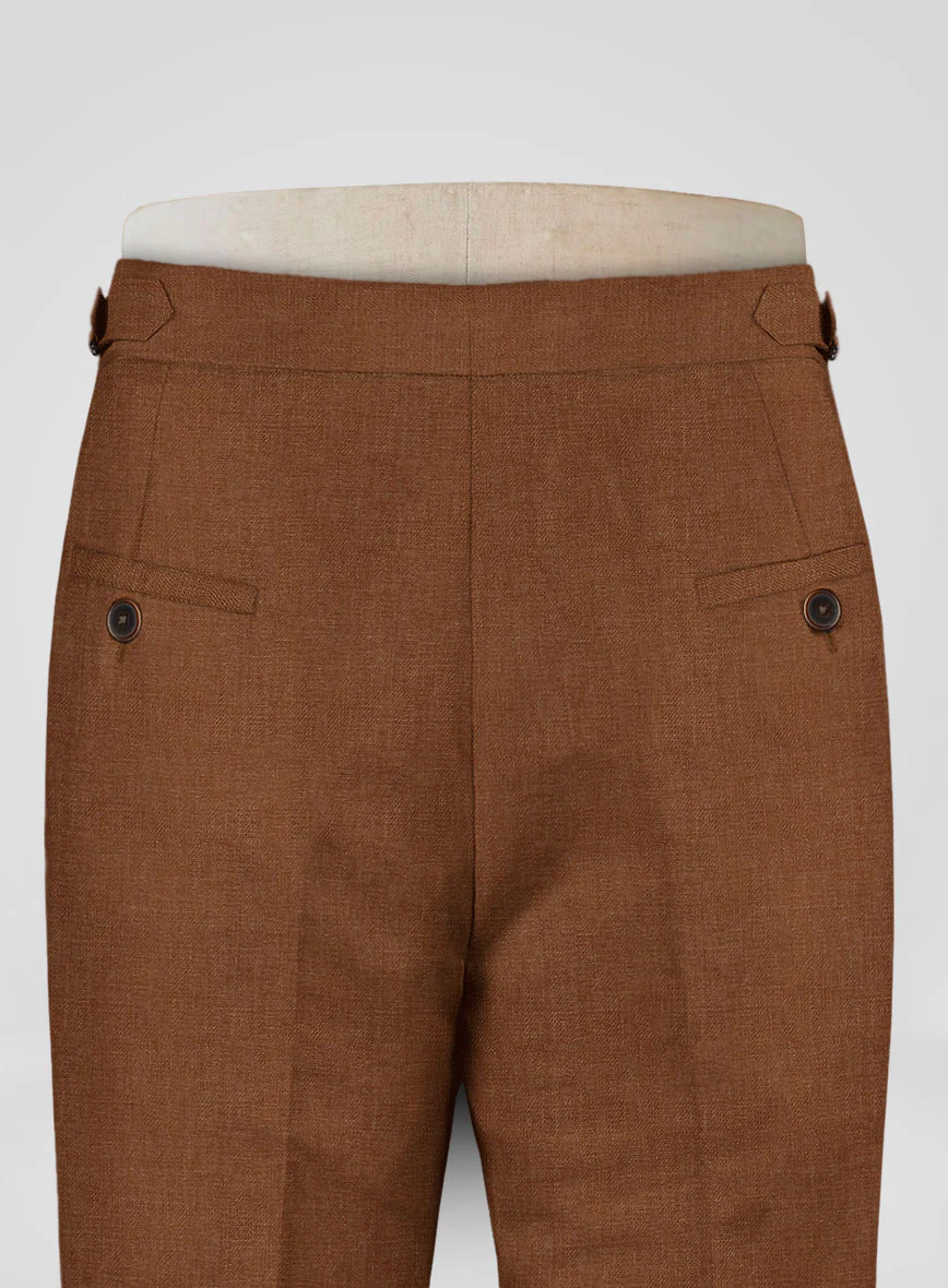 Italian Prato Rust Linen Highland Trousers - Image 5