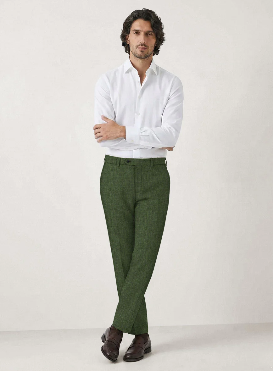 Italian Prato Sharkskin Green Linen Suit - Image 7