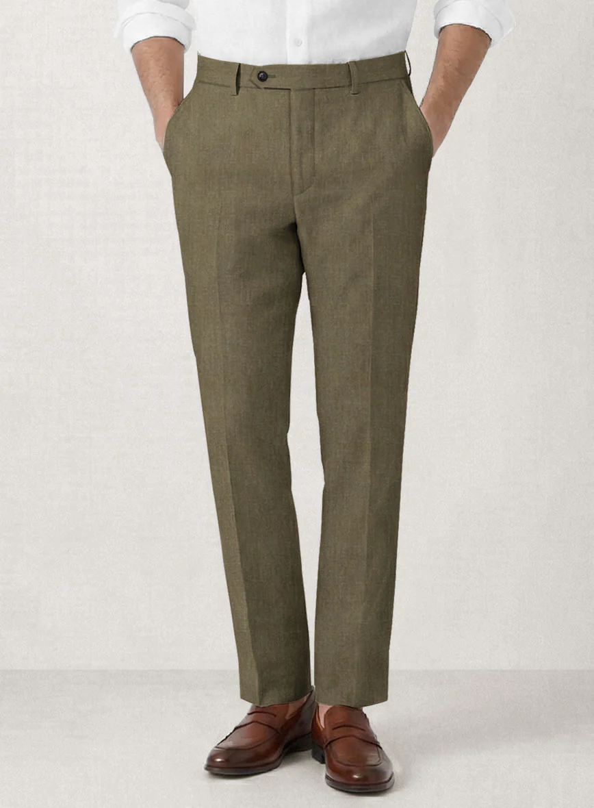 Italian Prato Tan Herringbone Linen Suit - Image 6