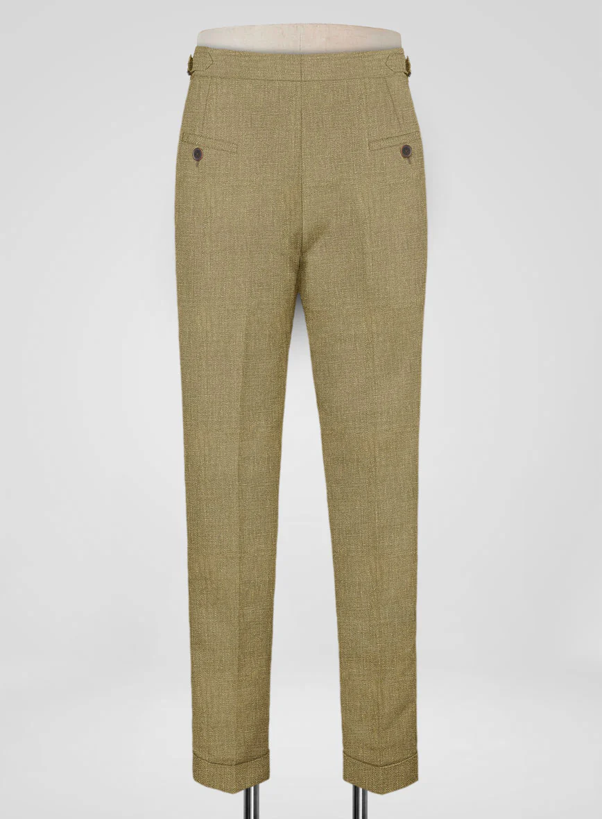 Italian Prato Tan Linen Highland Trousers - Image 3