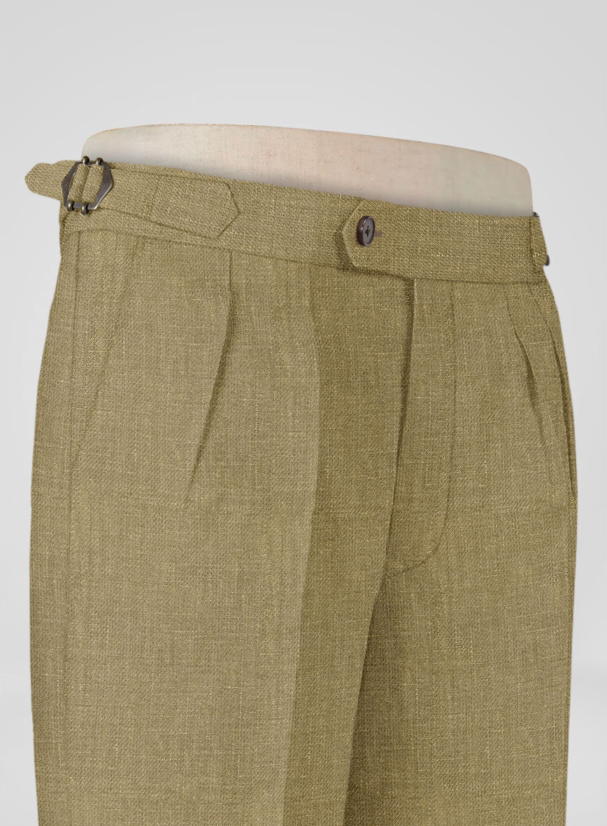 Italian Prato Tan Linen Highland Trousers - Image 5