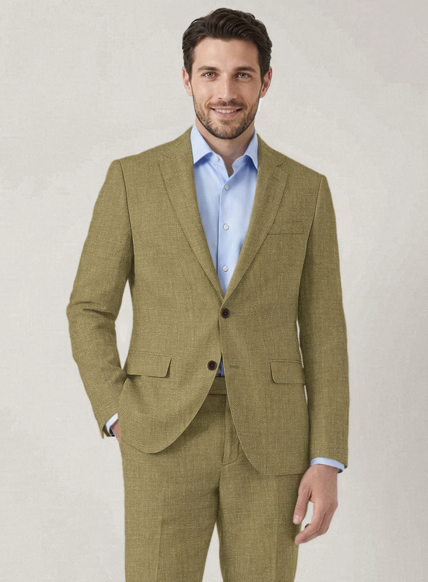 Italian Prato Tan Linen Suit - Image 4