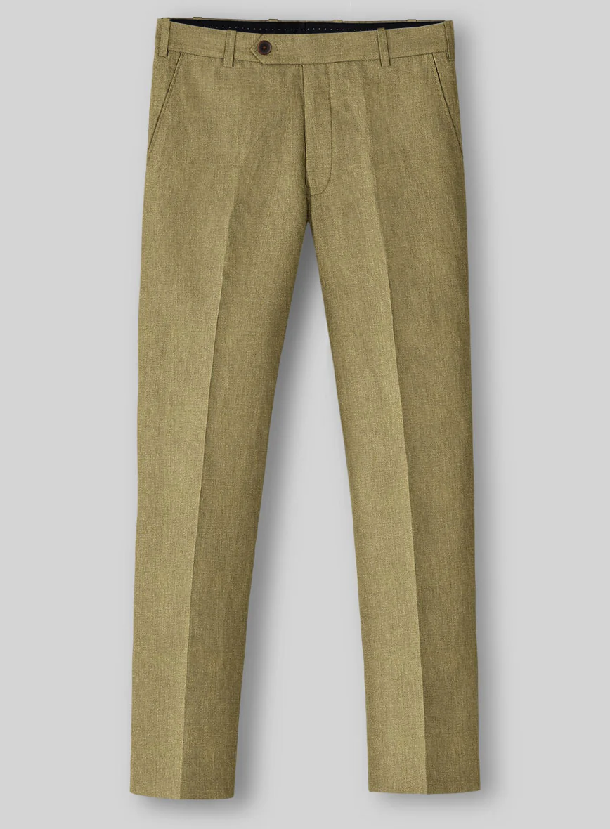 Italian Prato Tan Linen Pants - Image 2