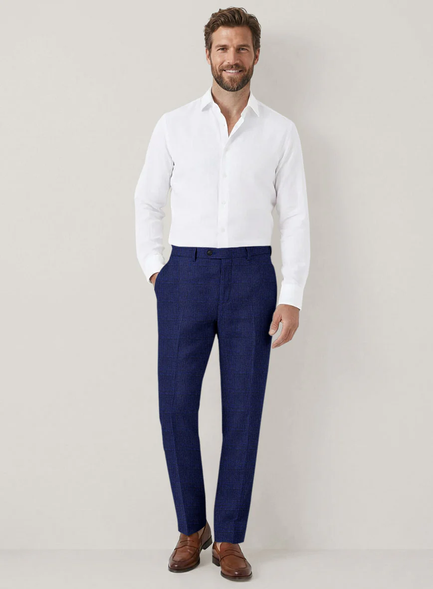 Italian Prato Ultramarine Check Linen Suit - Image 6