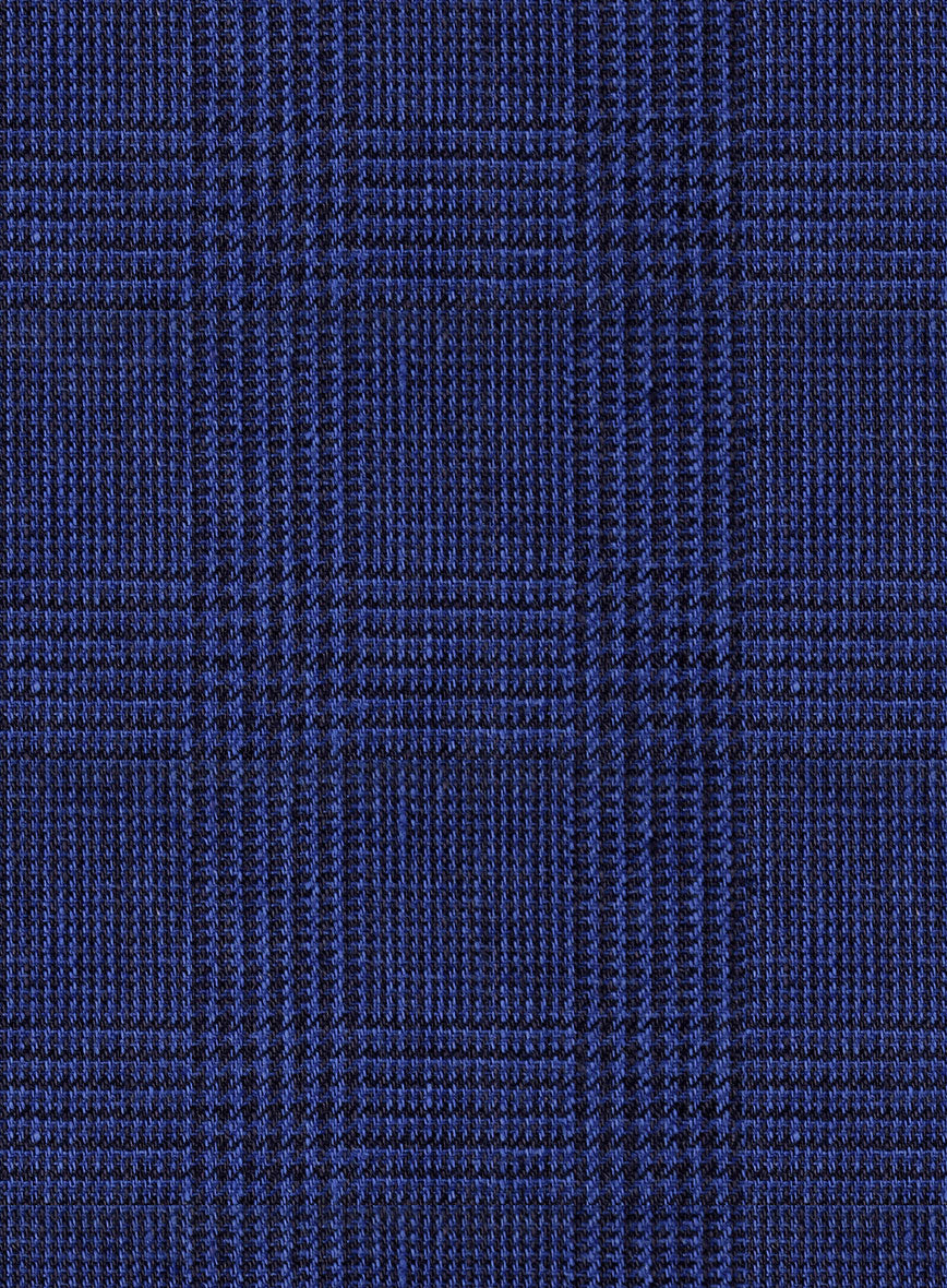 Italian Prato Ultramarine Check Linen Suit - Image 7