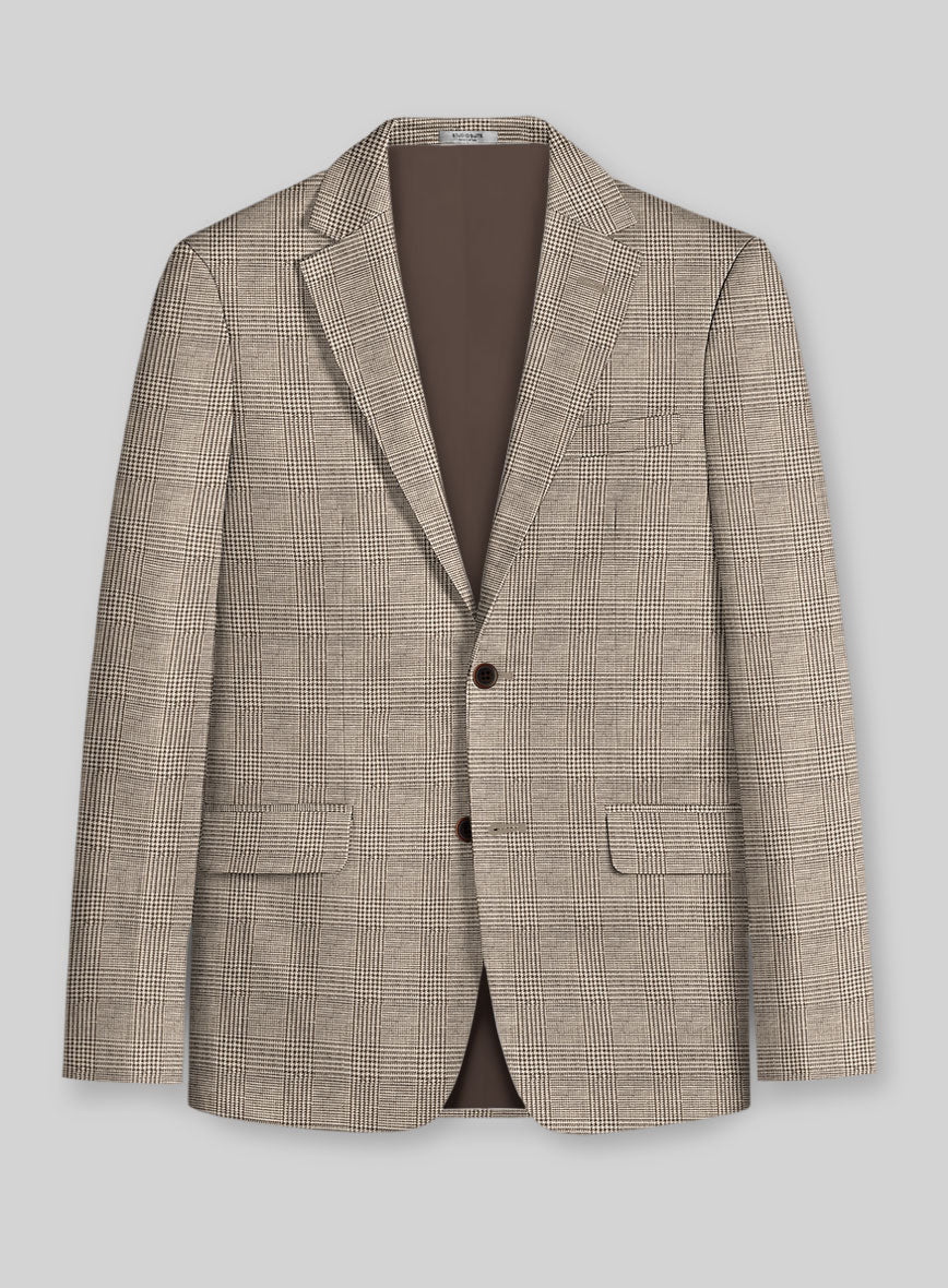 Italian Prato Umber Brown Check Linen Suit - Image 2