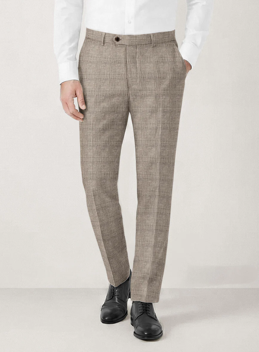 Italian Prato Umber Brown Check Linen Suit - Image 5