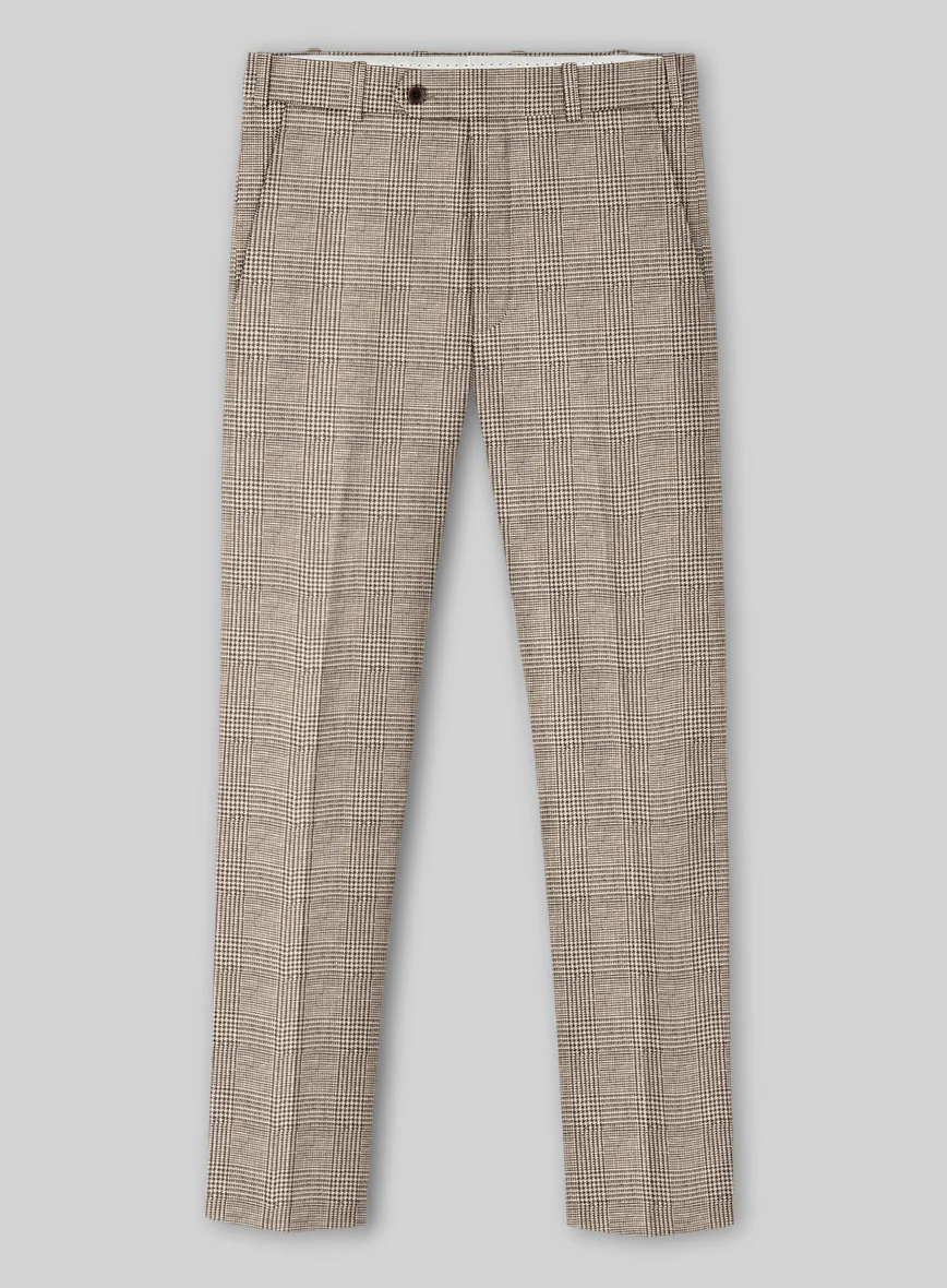 Italian Prato Umber Brown Check Linen Suit - Image 4