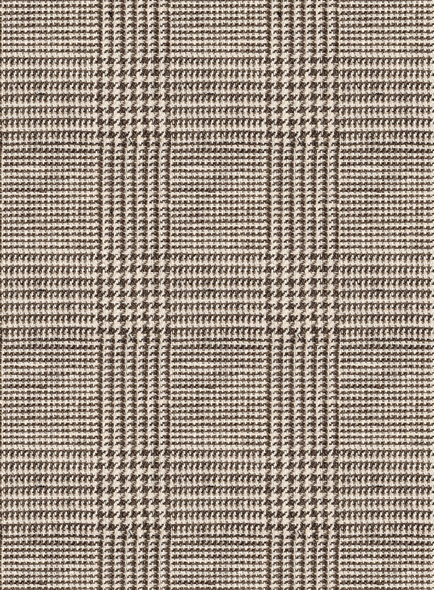 Italian Prato Umber Brown Check Linen Suit - Image 7