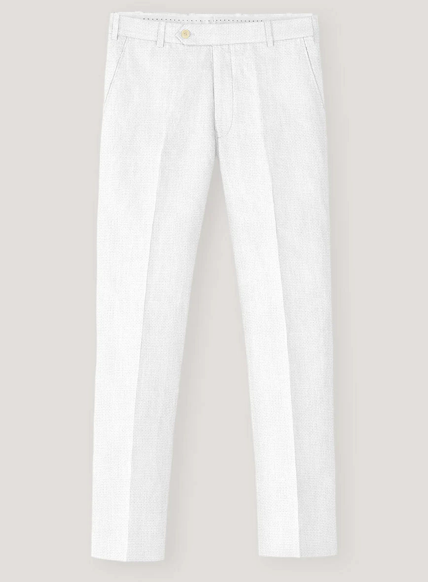 Italian Prato White Dobby Linen Pants