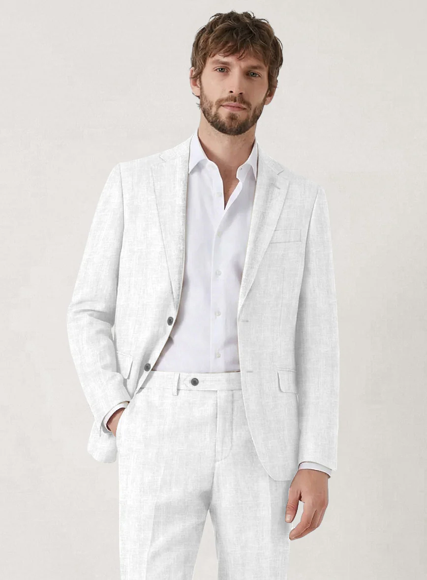 Italian Prato White Herringbone Linen Jacket - Image 2