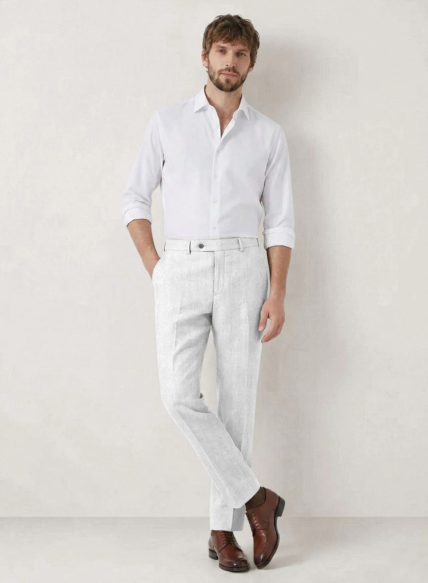 Italian Prato White Herringbone Linen Suit - Image 7