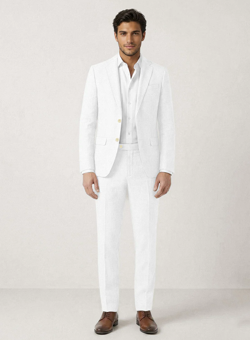 Italian Prato White Linen Suit