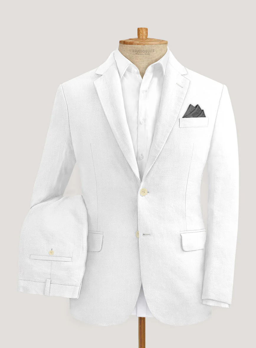 Italian Prato White Linen Suit - Image 3