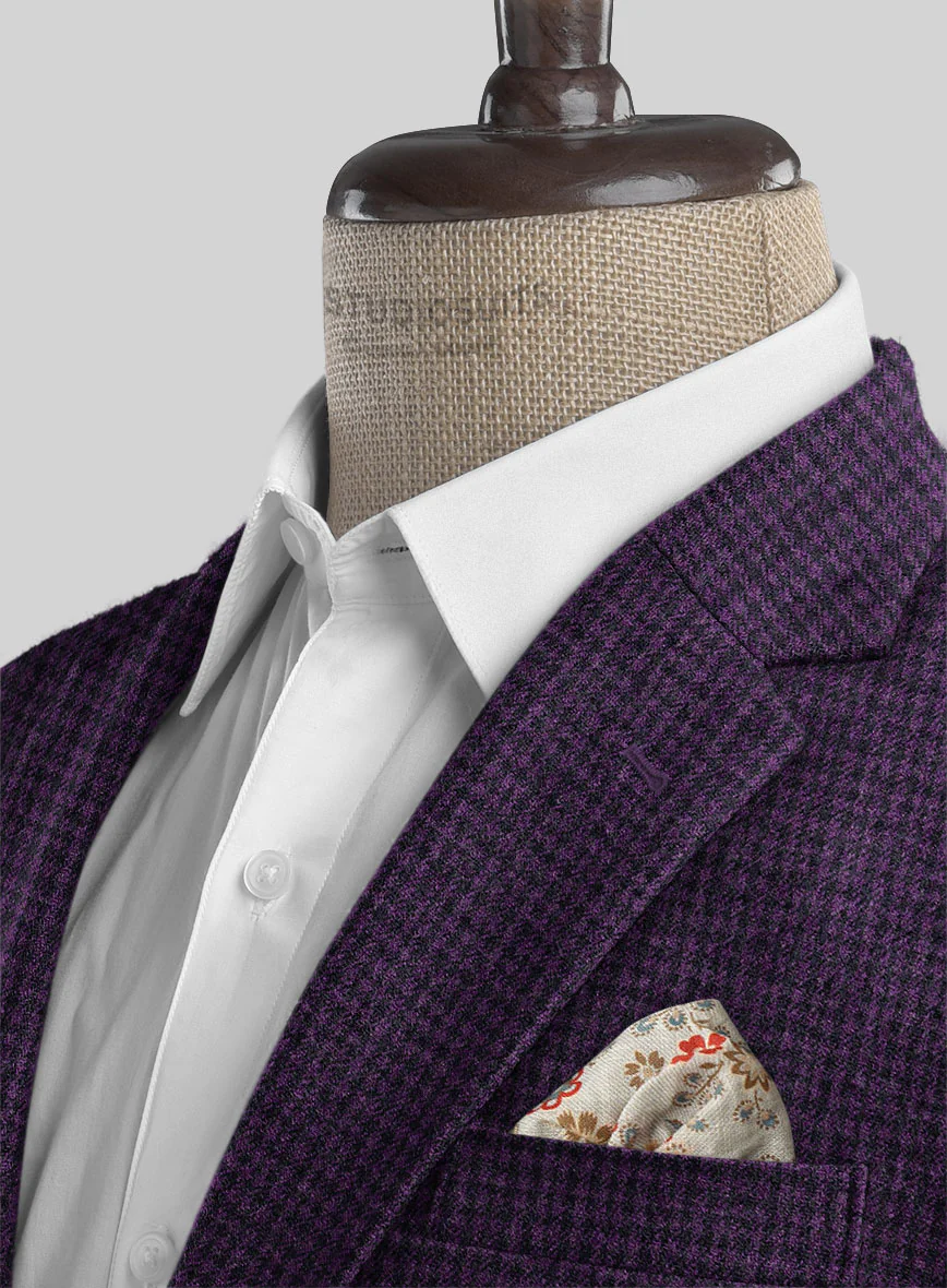 Italian Purple Houndstooth Tweed Suit - Image 4